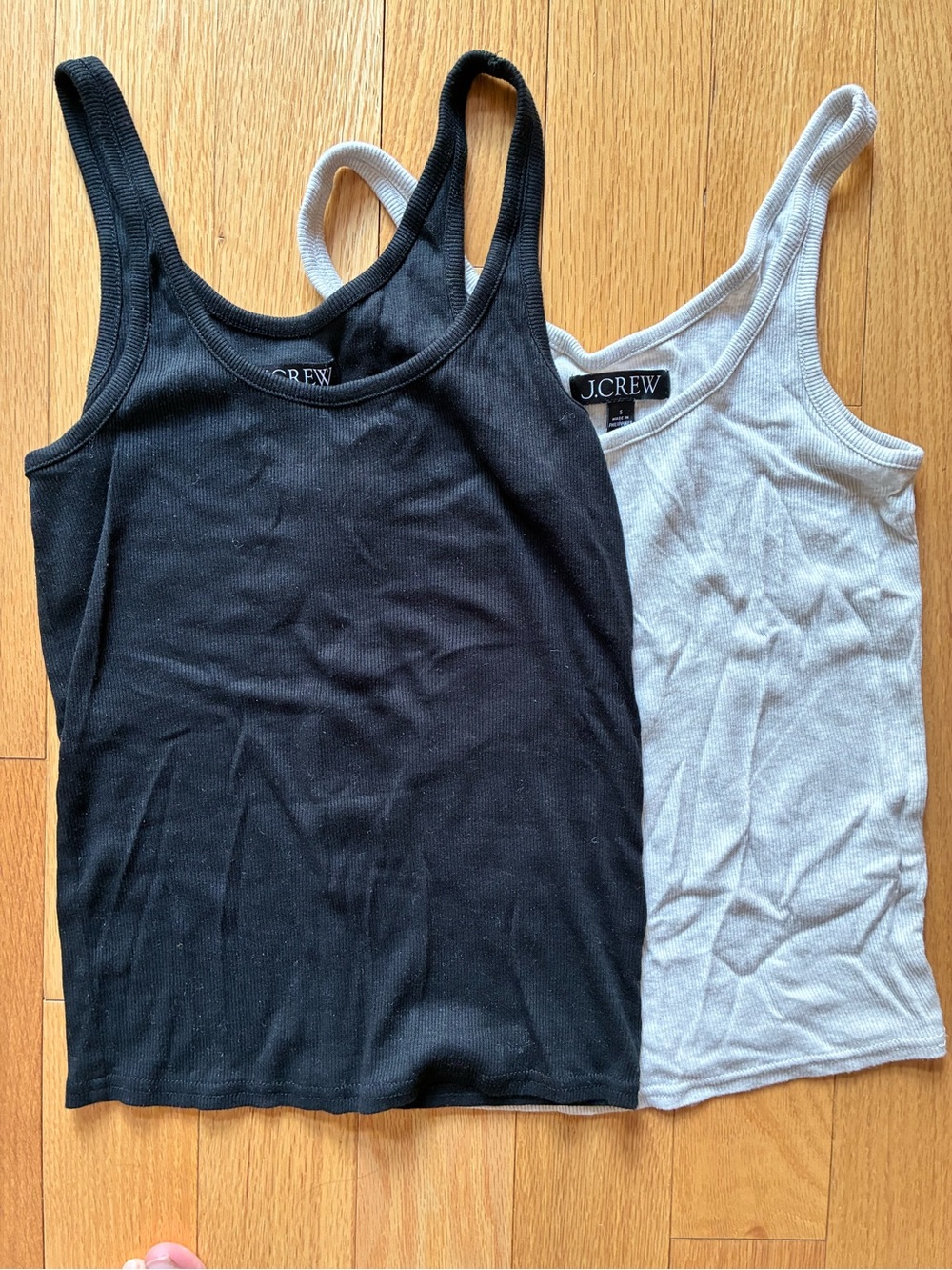 J.Crew 2 Rib Tank Tops - Black & Light Gray